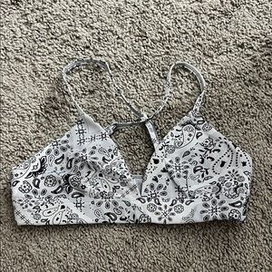Alo Black and White Paisley Bralette